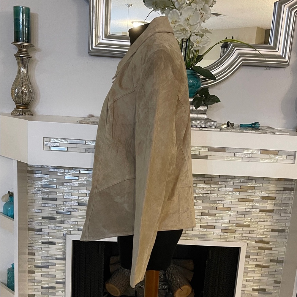 Mitrani Women's Tan Suede Leather Jacket size 16 - Picture 4 of 8